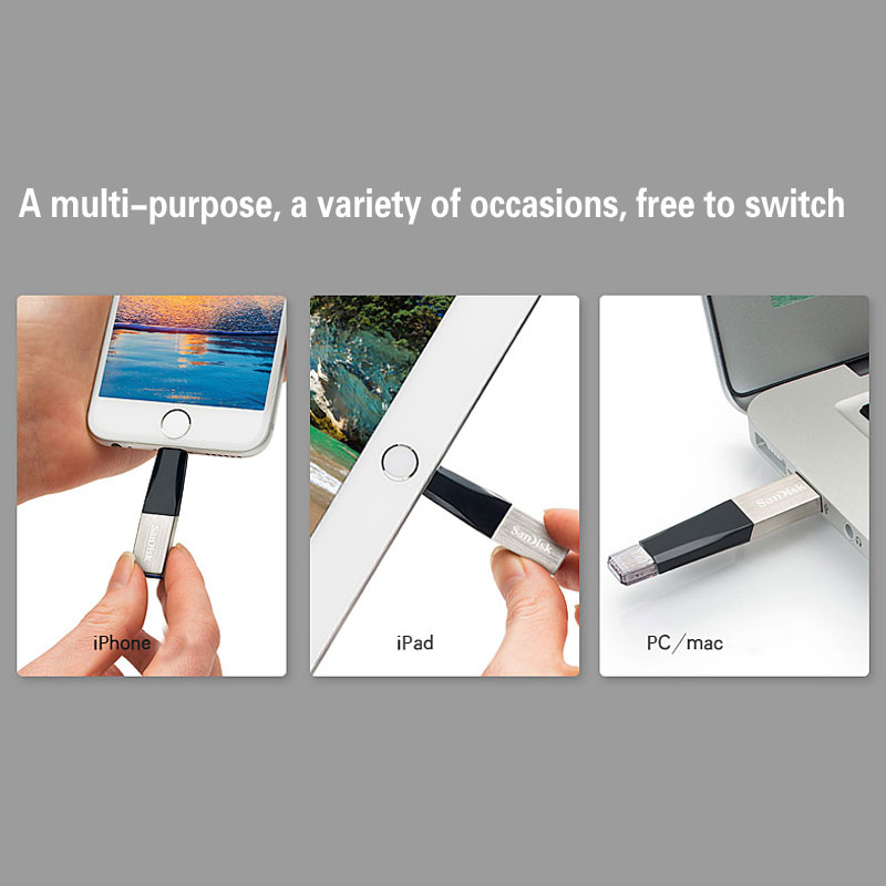SanDisk USB Flash Drive for iphone ipad and PC 128GB 64GB PENDRIVE 32GB 16GB Original USB3.0 Drive