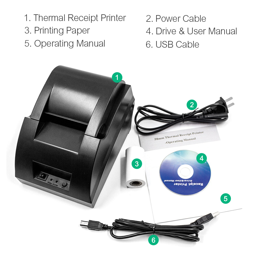 USB POS Mini 58mm Thermal Receipt Printer Bill Printer