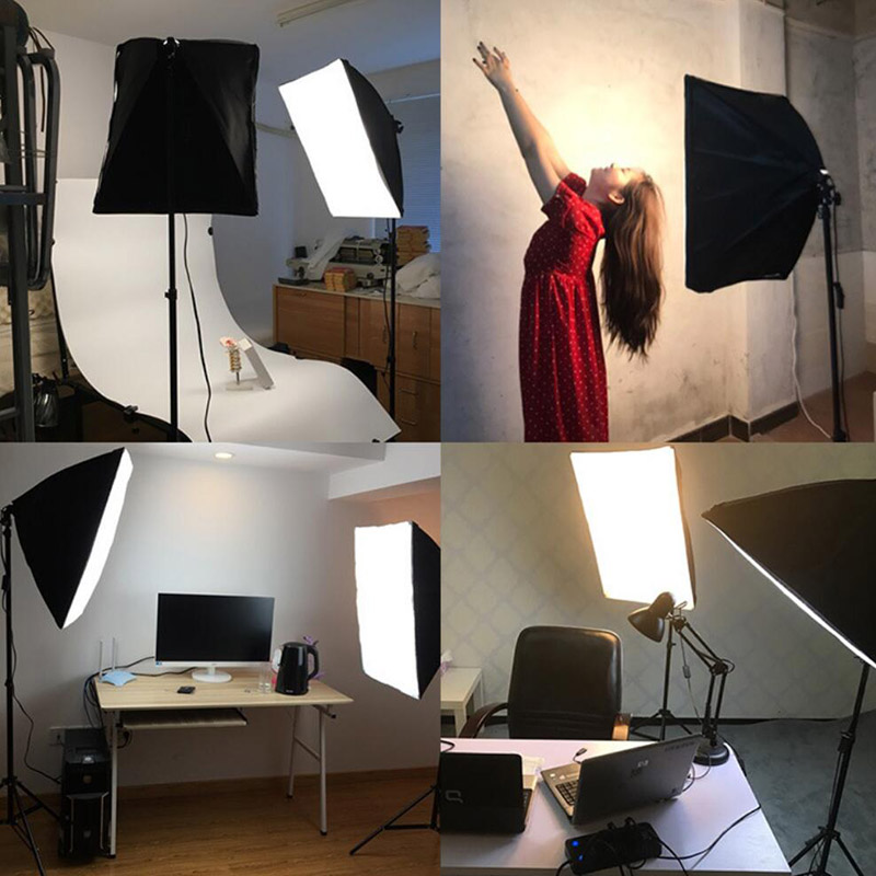Photo Studio Softbox Continuous Lighting With Tripod Bulb