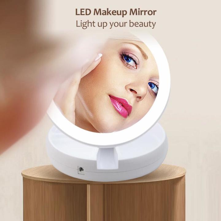 Collapsible LED Lighted Makeup Mirror Compact Mirrors 10X