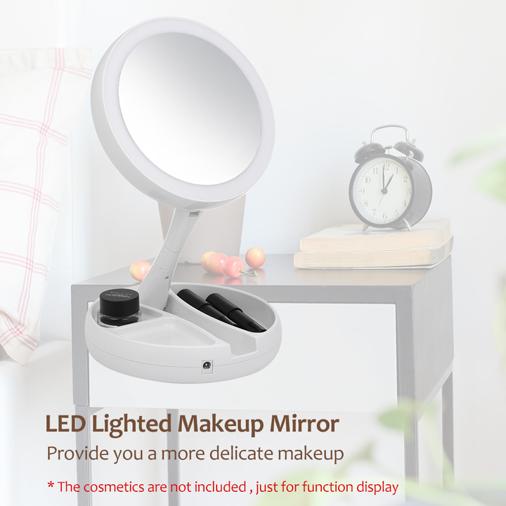 Collapsible LED Lighted Makeup Mirror Compact Mirrors 10X