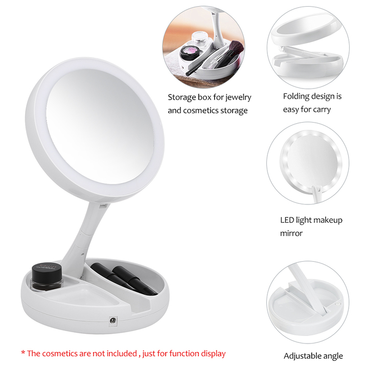 Collapsible LED Lighted Makeup Mirror Compact Mirrors 10X