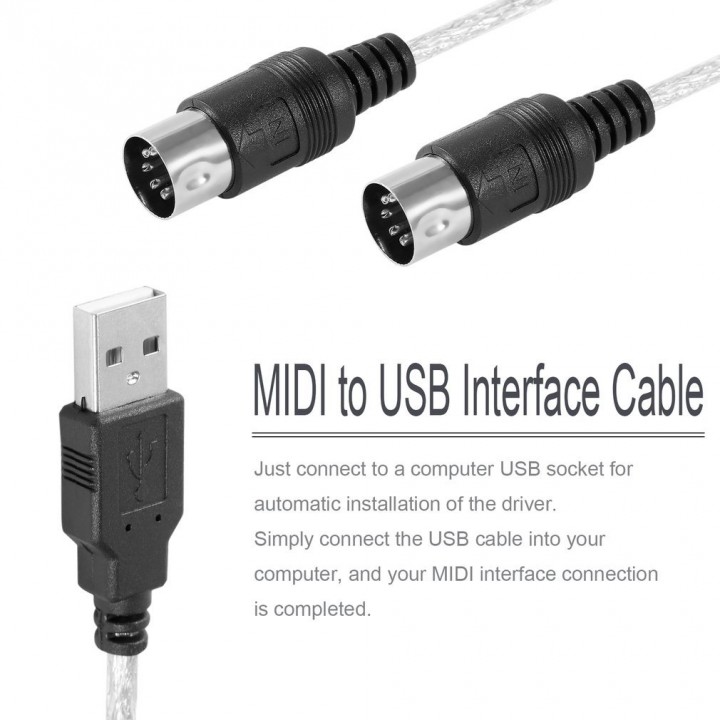 MIDI To USB Interface Cable Adapter For Music Keyboard Cord