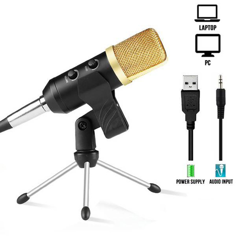 USB Microphone Studio Professional Condenser Wired Mic with Stand for PC Laptop Skype Recording