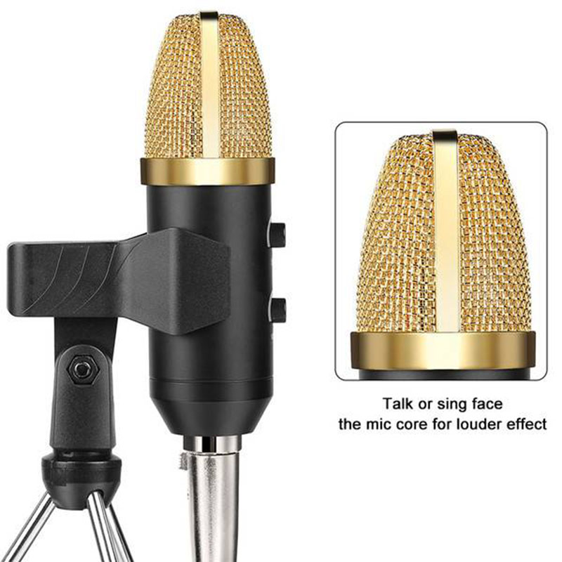 USB Microphone Studio Professional Condenser Wired Mic with Stand for PC Laptop Skype Recording