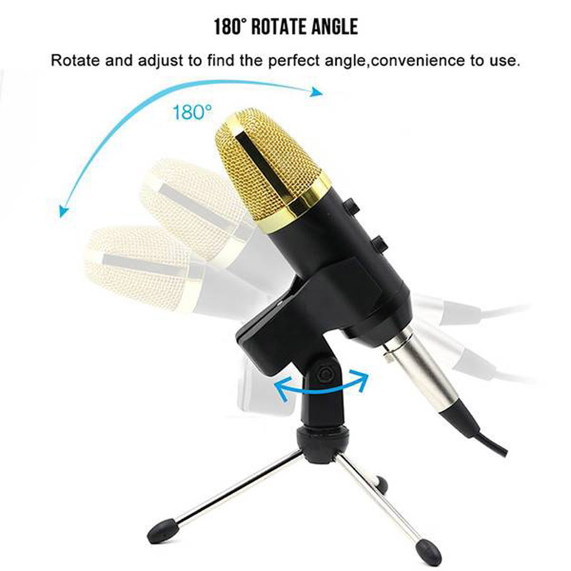 USB Microphone Studio Professional Condenser Wired Mic with Stand for PC Laptop Skype Recording