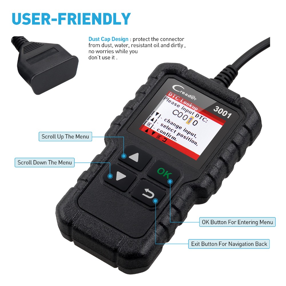 OBDII CAR Code Reader Scanner Creader 3001 Automotive Diagnostic Tool ELM327