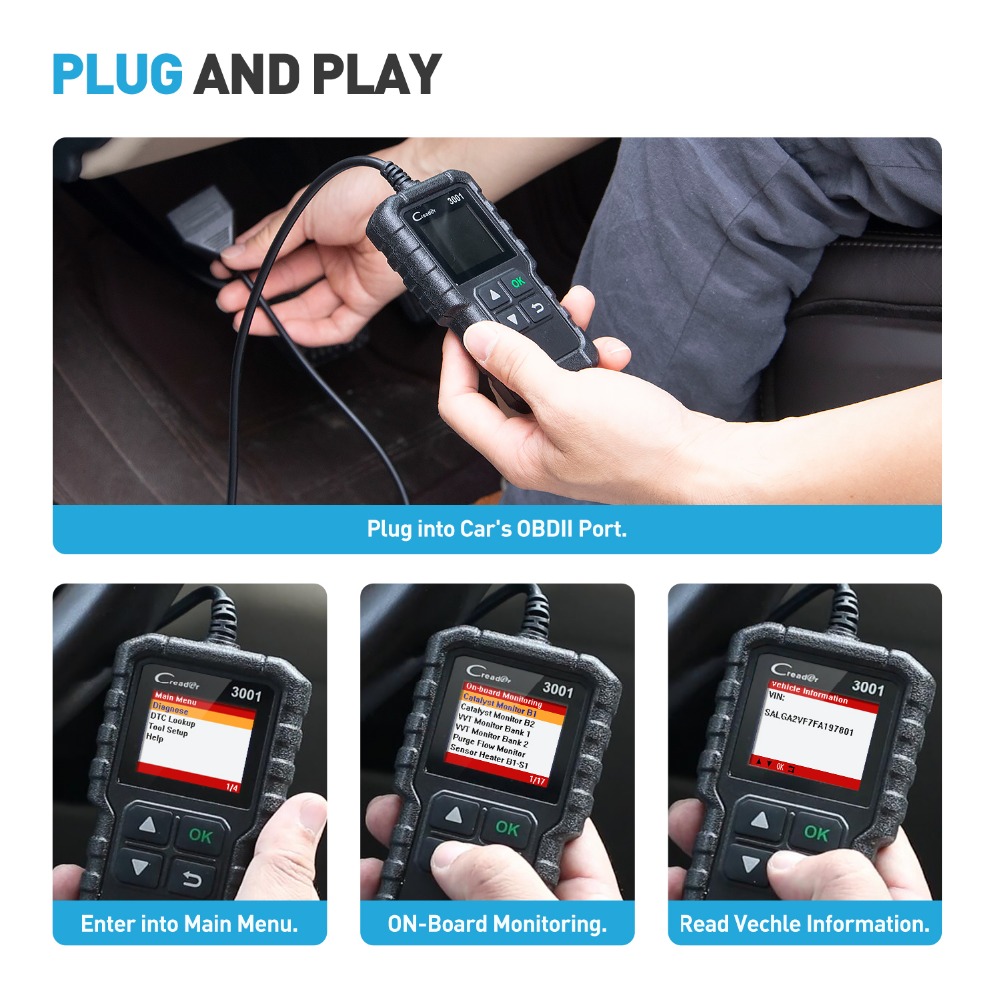 OBDII CAR Code Reader Scanner Creader 3001 Automotive Diagnostic Tool ELM327
