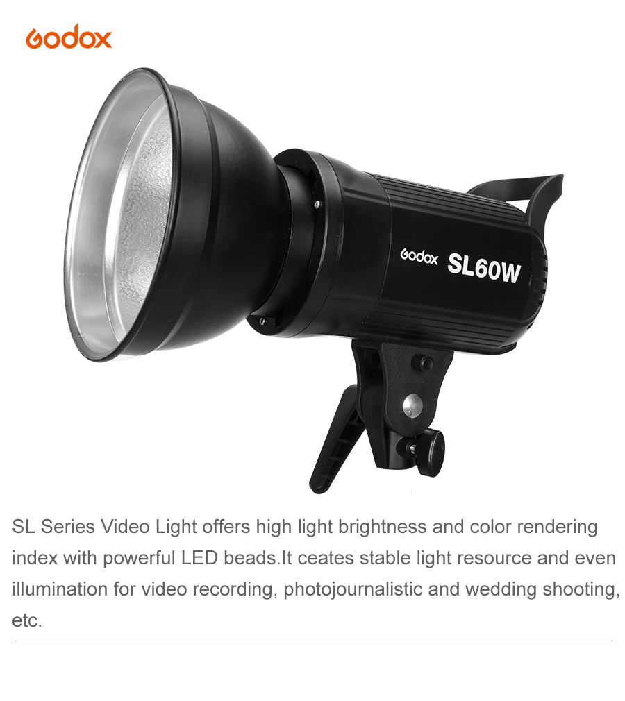 Godox LED Video Light SL-60W 5600K Continuous Light Bowens Mount for Studio Video Recording