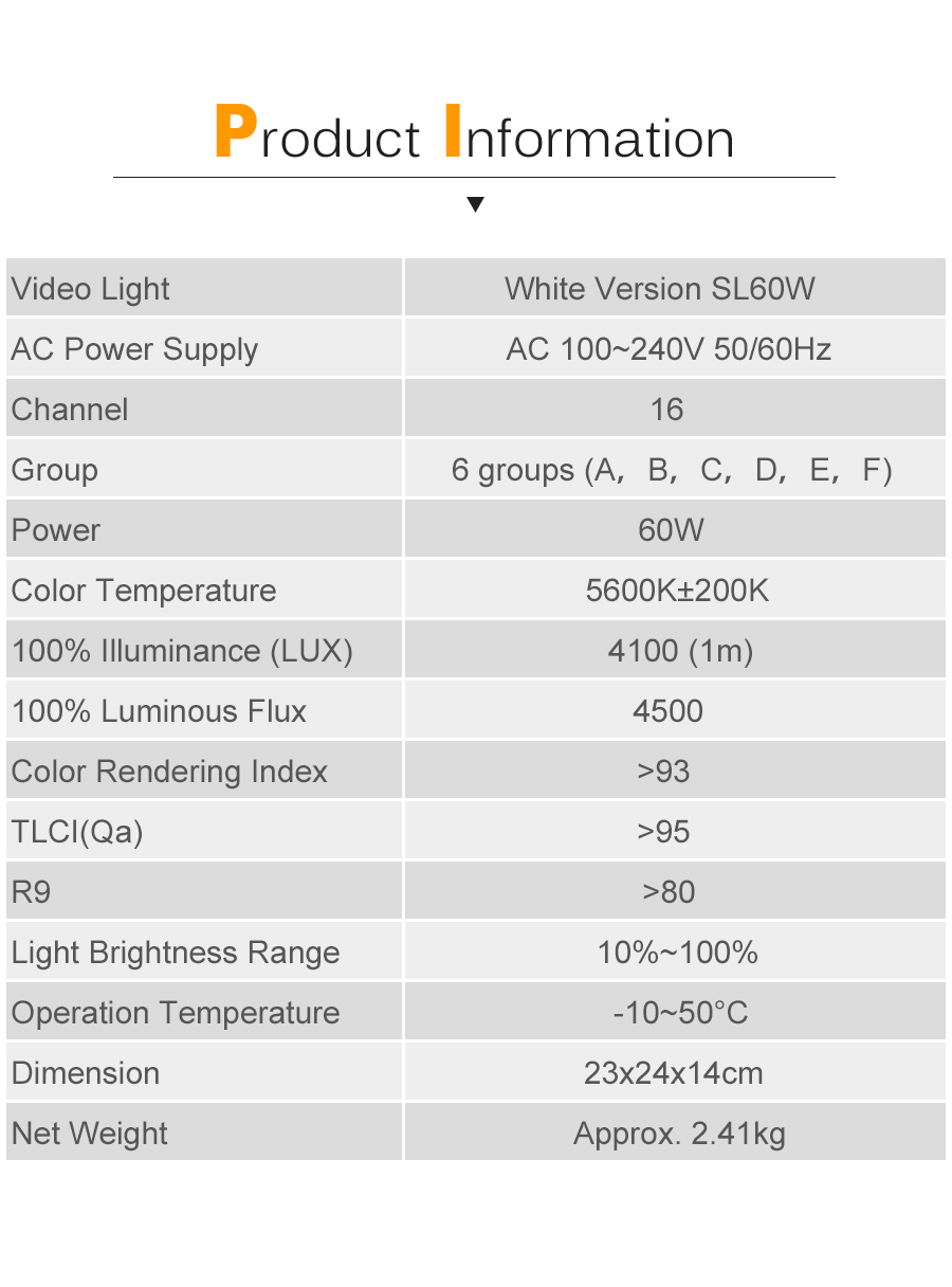 Godox LED Video Light SL-60W 5600K Continuous Light Bowens Mount for Studio Video Recording