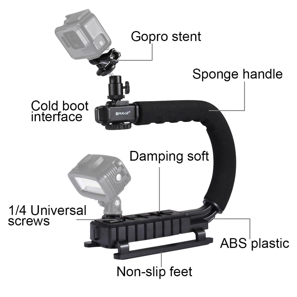 U/C Shape Camera Stabilizer +LED Studio Light + Video Microphone for Steadicam DSLR Stabilizer