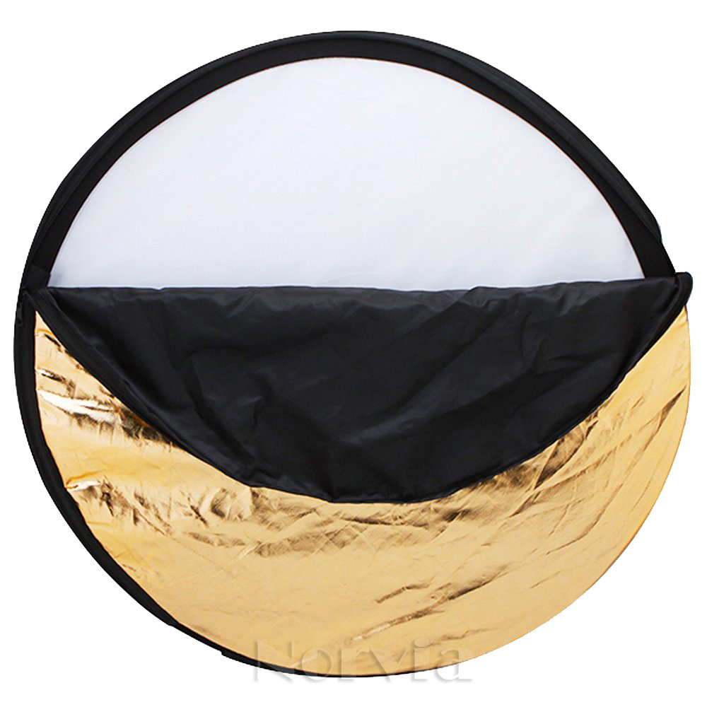 60cm/110cm 5 in 1 Collapsible Light Round Photography Silivery Reflector for Studio Photo