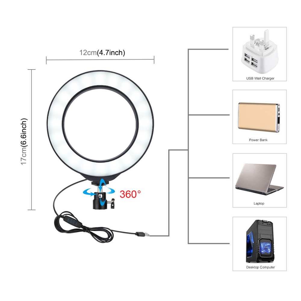 4 in 1 Vlogging Live Broadcast Smartphone Video Rig  4.6 inch Ring LED Video Light Microphone Tripod