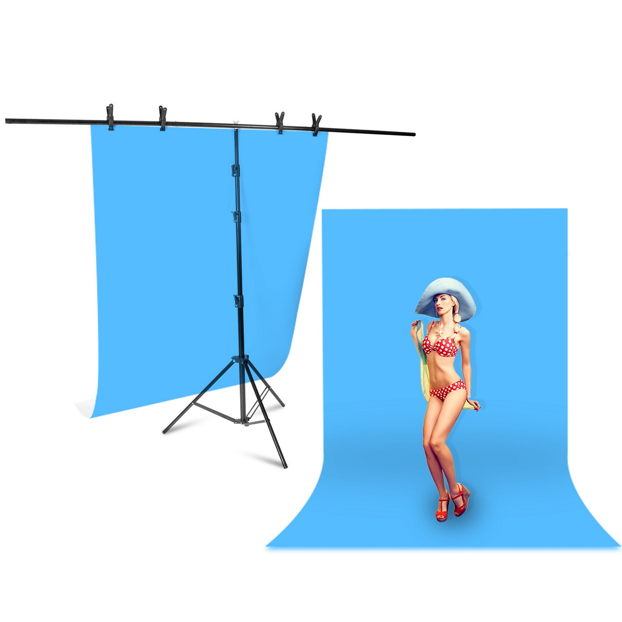 Background Photography backdrop background Aluminum Tripod stant holder with Cross Bar with Clip