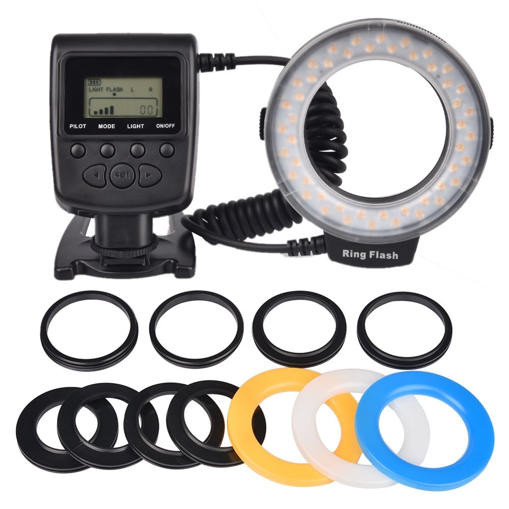 48pcs RF-550 LED Macro Ring Flash Light For Sony DSLR Camera DV LCD Display