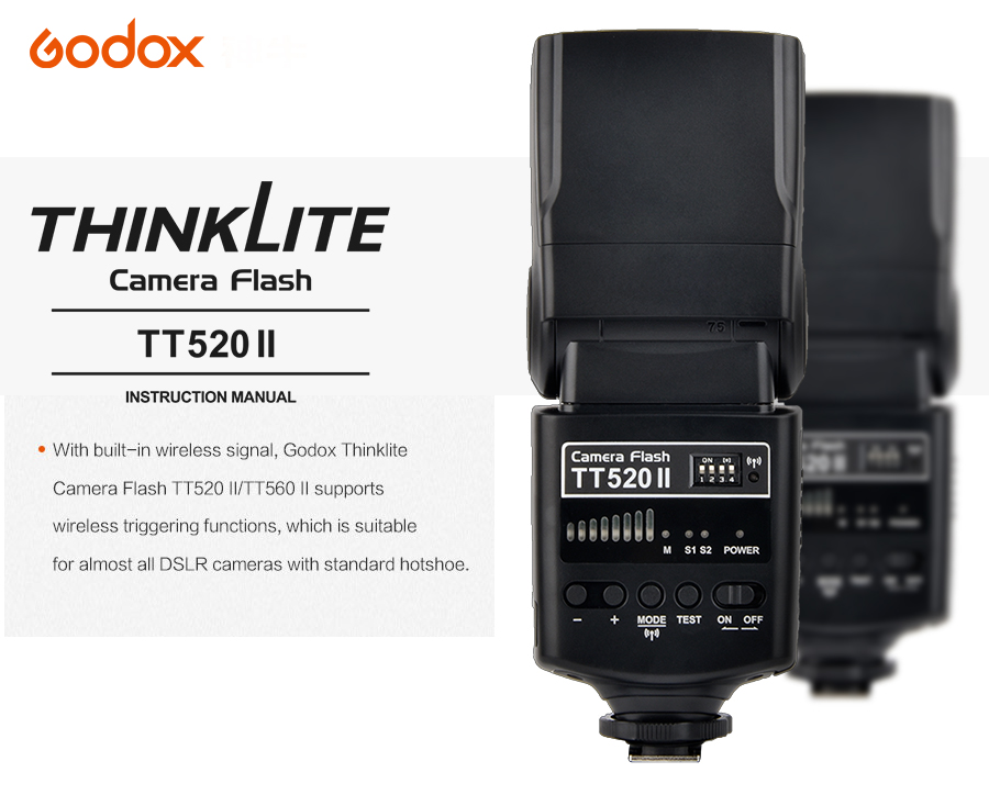 TT520II Godox Flash Light With Build-in 433MHz Wireless Signal For Canon Nikon DSLR Cameras