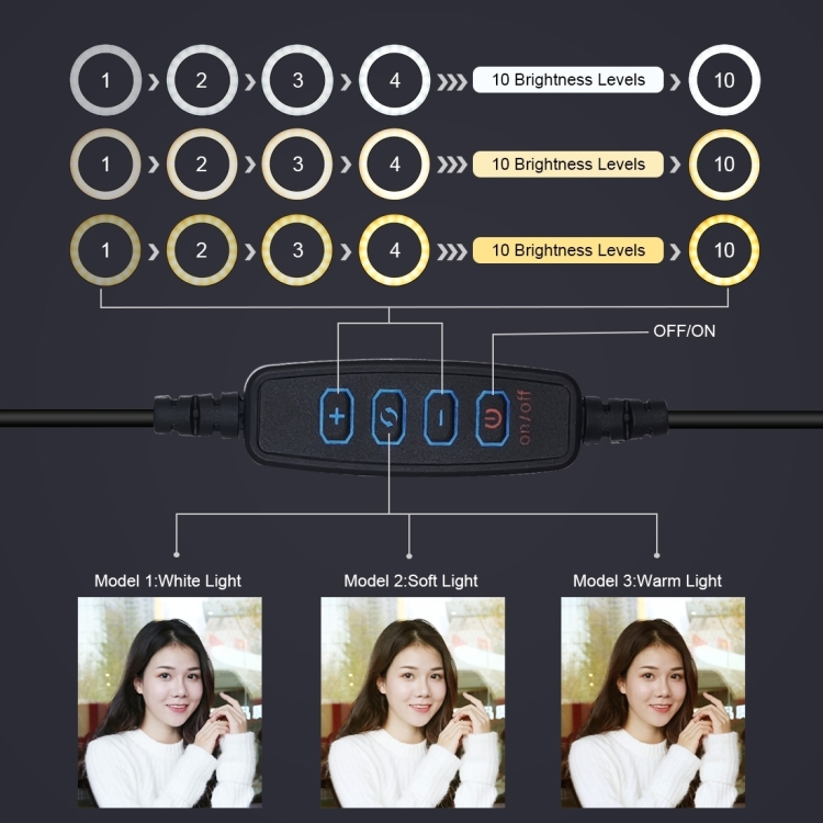 6.2 inch 16cm LED Ring Vlogging Video Light Kits+Tripod + Live Broadcast Dual Phone Bracket