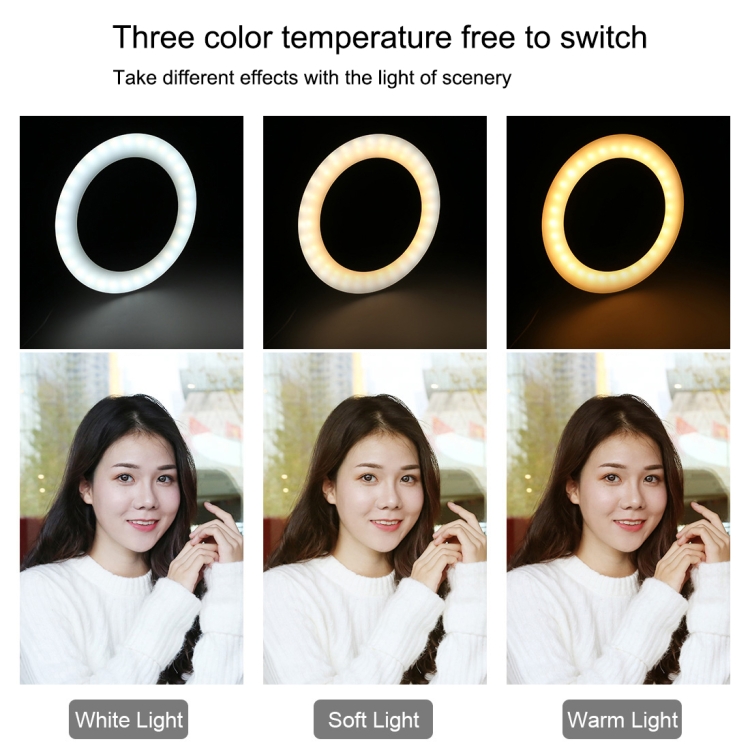 6.2 inch 16cm LED Ring Vlogging Video Light Kits+Tripod + Live Broadcast Dual Phone Bracket