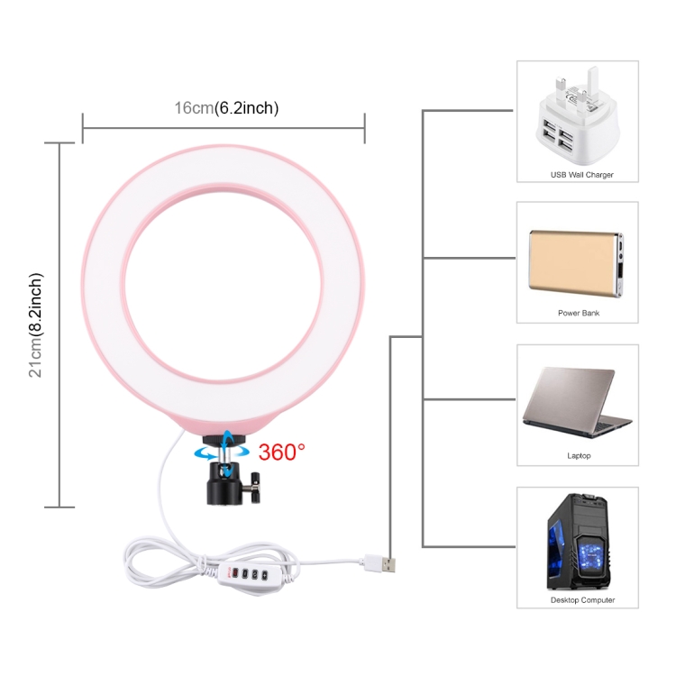 USB 3 Modes Dimmable LED Ring Vlogging Photography Video Lights Fill Light