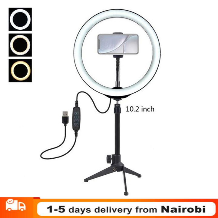 10.2 inch Dimmable LED Ring Vlogging Selfie Photography Video Lights For Youtube Live Fill Light