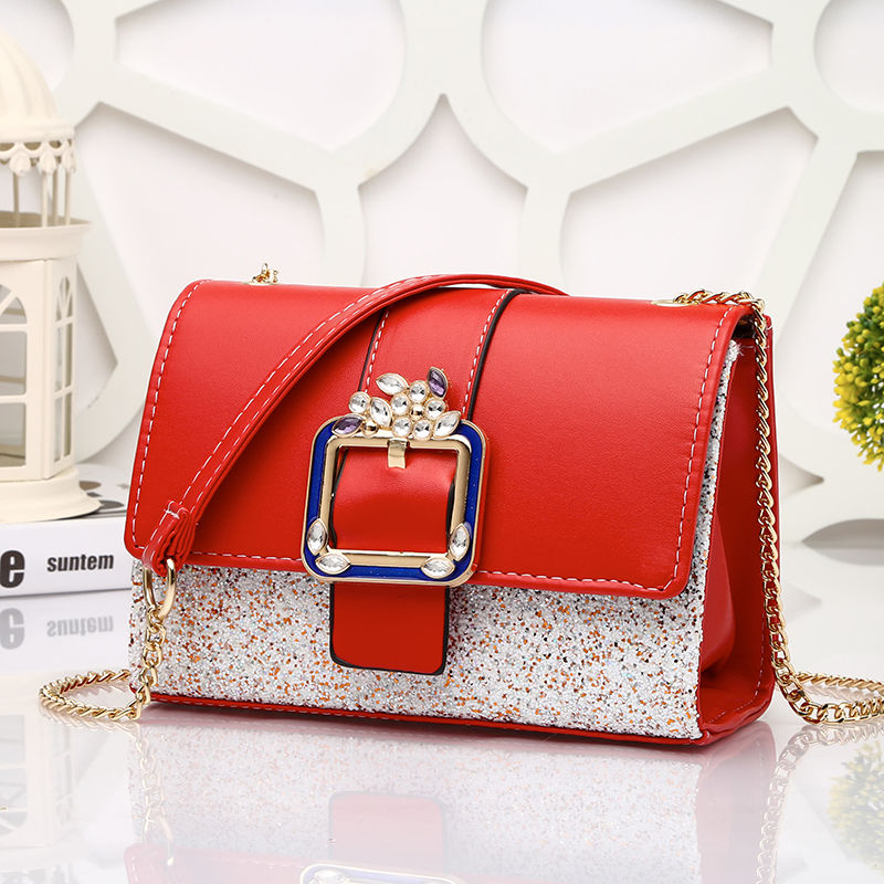 Best price for HX Slanting shiny exquisite pouch handbag 2019 new tide chain bag sleek minimalist shoulder bag