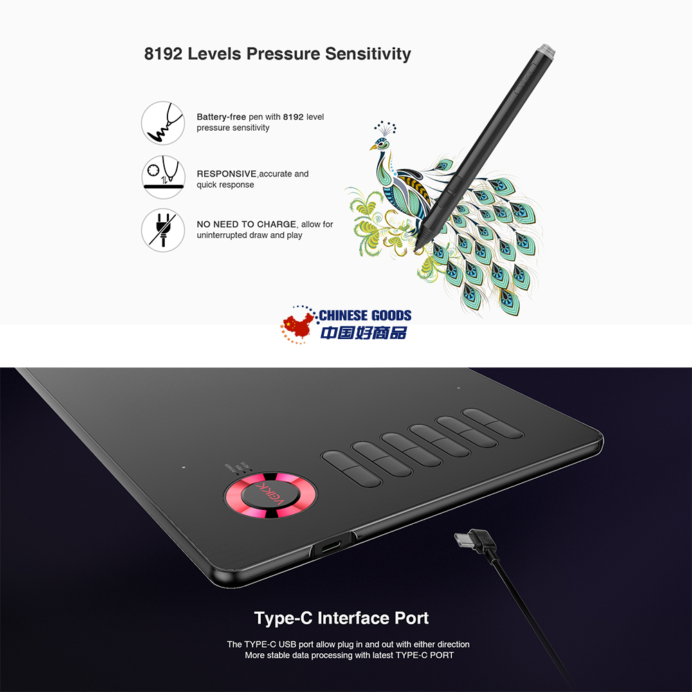 VEIKK A15 10x6 inch Digital Graphics Drawing Tablet,hand-painted tablet,with 8192 Levels Passive Pen