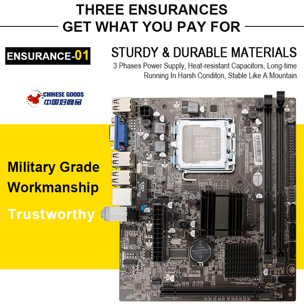 G41 chipset motherboard,mainboard for intel LGA 771 775 socket,2*DDR3 up to 8GB,integrated Intel GPU