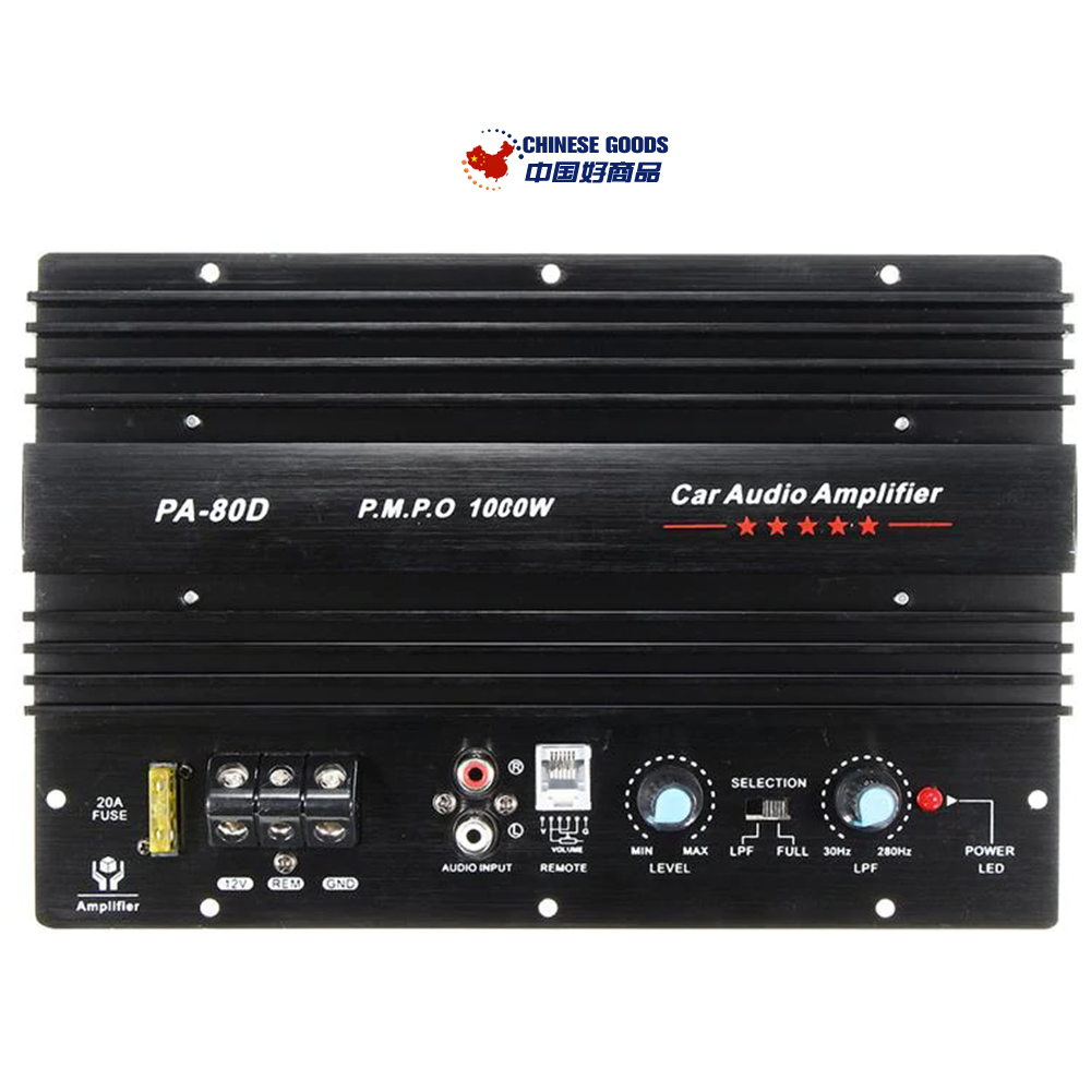 PA-80D 12V 1000W Power Mono Car Audio Amplifier,Subwoofer,Powerful Bass,for Car Modification