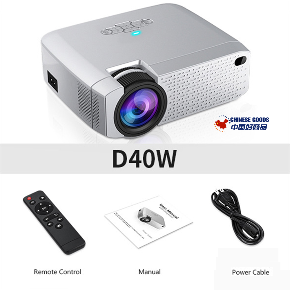 AUN D40W 1600 Lumen LED Projector,Video Beamer,Support HD Wireless Sync Display,for Home Cinema