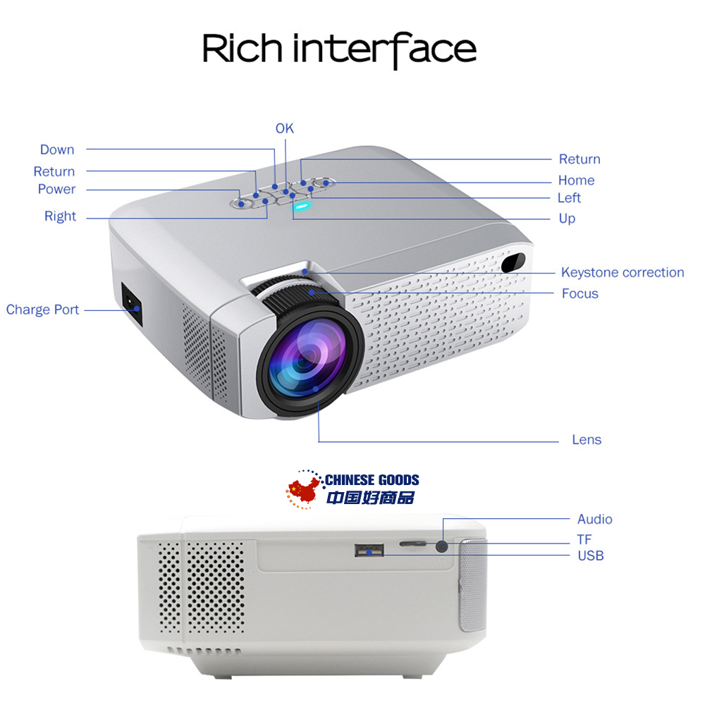 AUN D40W 1600 Lumen LED Projector,Video Beamer,Support HD Wireless Sync Display,for Home Cinema