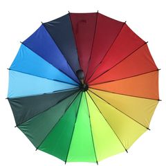 【Special Offer】Rainbow Color Umbrella Handle Umbrella Classic Style Sunny And Rainy Umbrella 16 Skeletons Gift Umbrella Rainbow as picture