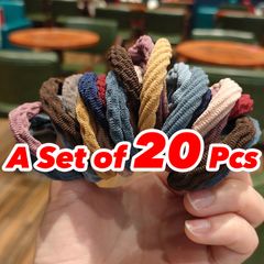 A Set of 20 Pcs New Hair Accessories  20 Rubber Bands  Women's High Elasticity Hair Tie simple Headband Wave Style Colorful Mix Headdress Colorful Mix A Set of 20 Pcs