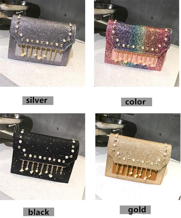 TATA New Fashion Women Shoulder Bag Chain Strap Handbags Clutch Bag Ladies Messenger Bags black one size 3