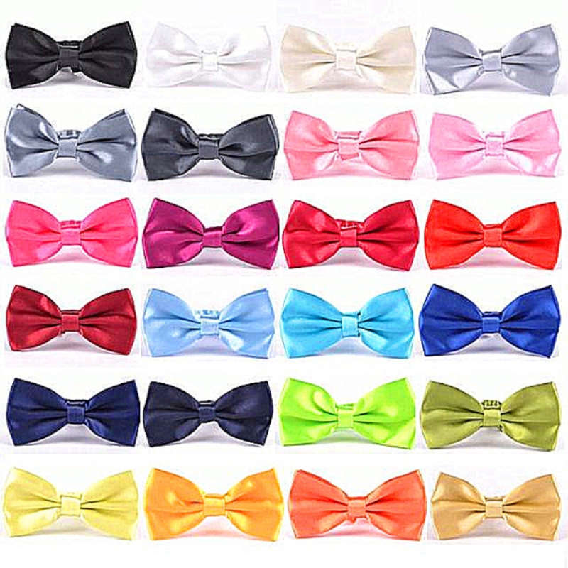 Men's Solid Butterfly Bow Ties For Audlt Women's Double Deck Smooth Bowtie For Entertainment Wedding