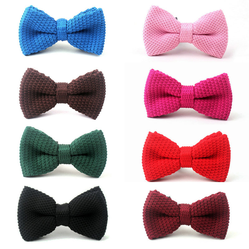 Wedding Men Solid Butterfly Knitting Bow Ties For Adjustable Length Girl's Collar Isignina Knitted Bowties