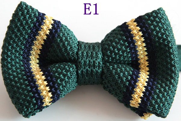 Men's Slim Knitting Bowties Narrow Skinny Striped Dot Lattice Pattern Kintted Bow Ties For Adult