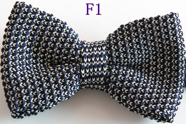 Men's Slim Knitting Bowties Narrow Skinny Striped Dot Lattice Pattern Kintted Bow Ties For Adult