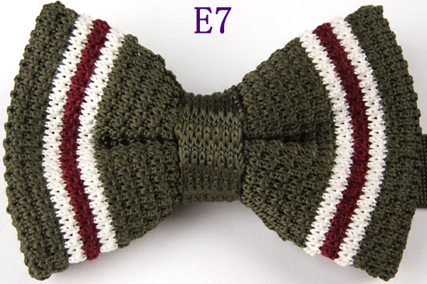 Men's Slim Knitting Bowties Narrow Skinny Striped Dot Lattice Pattern Kintted Bow Ties For Adult