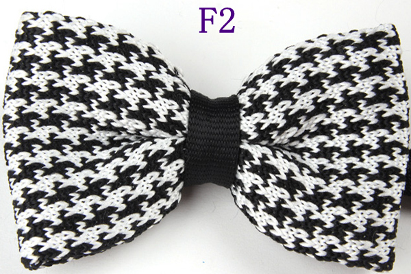 Men's Slim Knitting Bowties Narrow Skinny Striped Dot Lattice Pattern Kintted Bow Ties For Adult