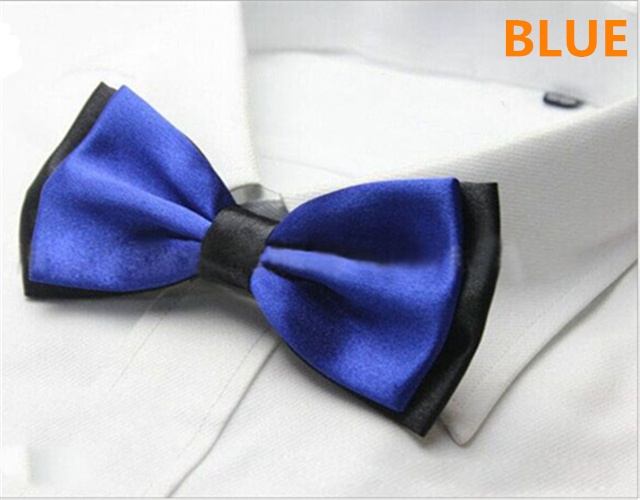 Fashion Men&apos;s Solid Colour Butterfly Bow Ties For Audlt Double Deck Black Underside Smooth Bowties