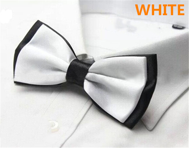 Fashion Men&apos;s Solid Colour Butterfly Bow Ties For Audlt Double Deck Black Underside Smooth Bowties