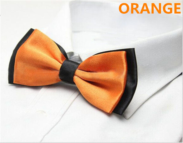 Fashion Men&apos;s Solid Colour Butterfly Bow Ties For Audlt Double Deck Black Underside Smooth Bowties