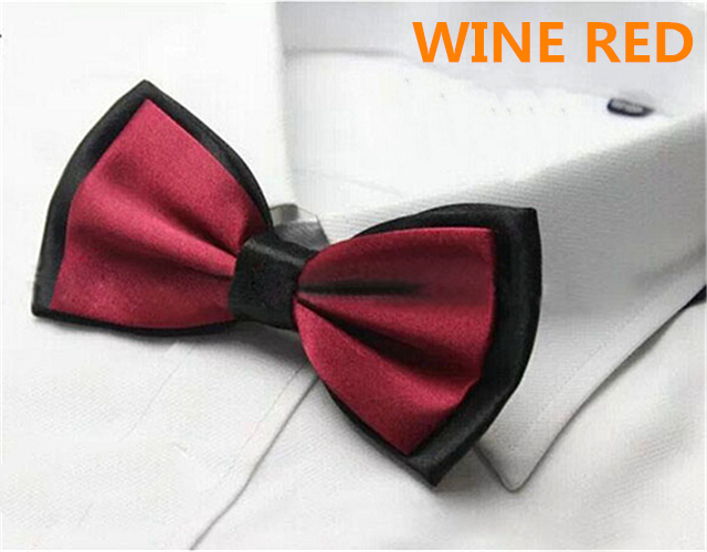 Fashion Men&apos;s Solid Colour Butterfly Bow Ties For Audlt Double Deck Black Underside Smooth Bowties