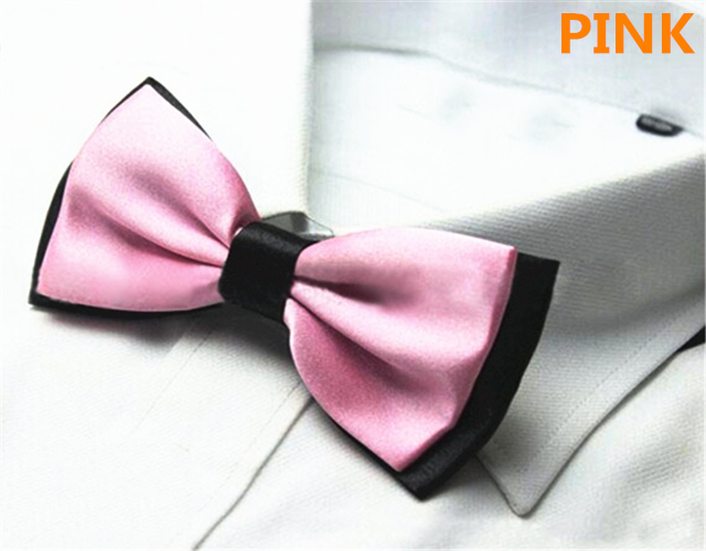 Fashion Men&apos;s Solid Colour Butterfly Bow Ties For Audlt Double Deck Black Underside Smooth Bowties