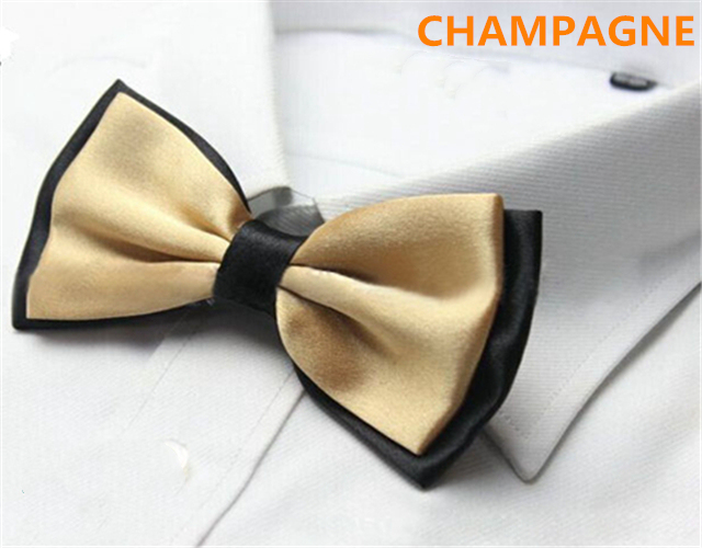 Fashion Men&apos;s Solid Colour Butterfly Bow Ties For Audlt Double Deck Black Underside Smooth Bowties