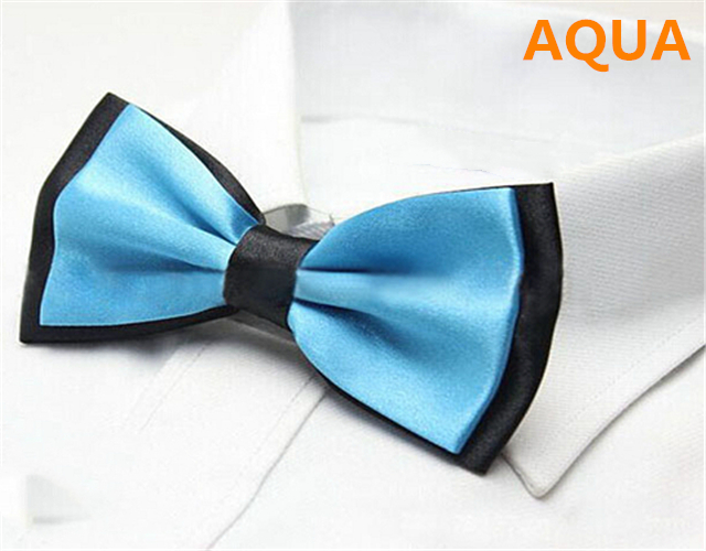 Fashion Men&apos;s Solid Colour Butterfly Bow Ties For Audlt Double Deck Black Underside Smooth Bowties