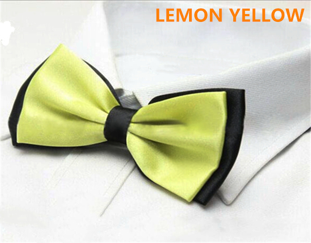 Fashion Men&apos;s Solid Colour Butterfly Bow Ties For Audlt Double Deck Black Underside Smooth Bowties