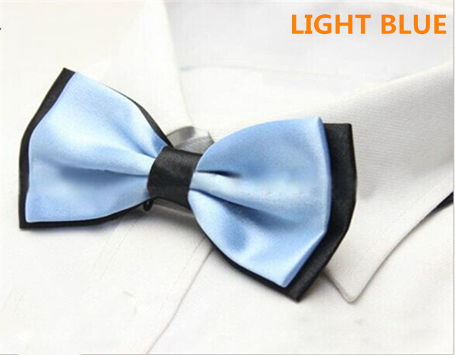 Fashion Men&apos;s Solid Colour Butterfly Bow Ties For Audlt Double Deck Black Underside Smooth Bowties