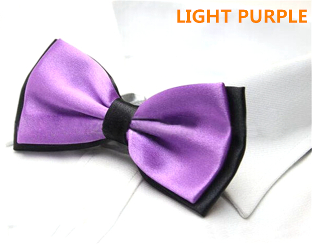 Fashion Men&apos;s Solid Colour Butterfly Bow Ties For Audlt Double Deck Black Underside Smooth Bowties