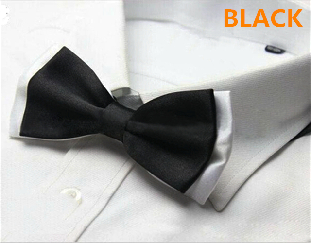 Fashion Men&apos;s Solid Colour Butterfly Bow Ties For Audlt Double Deck Black Underside Smooth Bowties